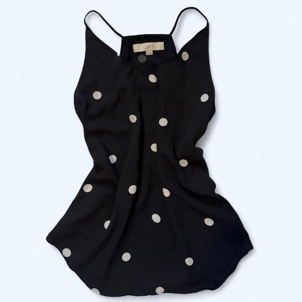 Loft Women's Black and White Polka Dot Camisole Tank Top